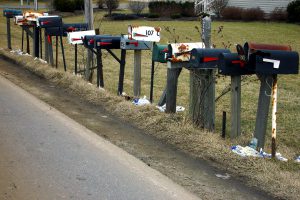 Photo of a row of postal boxes.