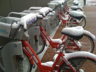 Photo of bikes with snow on them