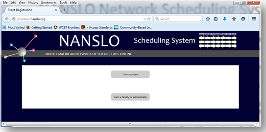 Photo of screen used to schedule time on the lab equipment.