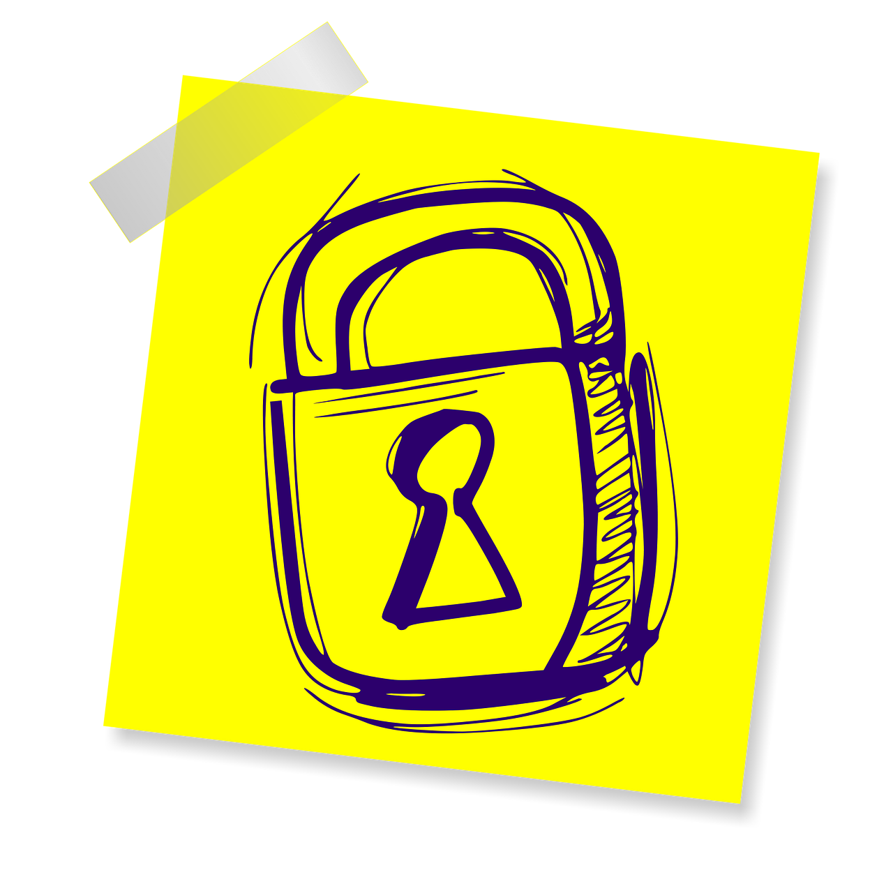 Image of a padlock on a stickynote