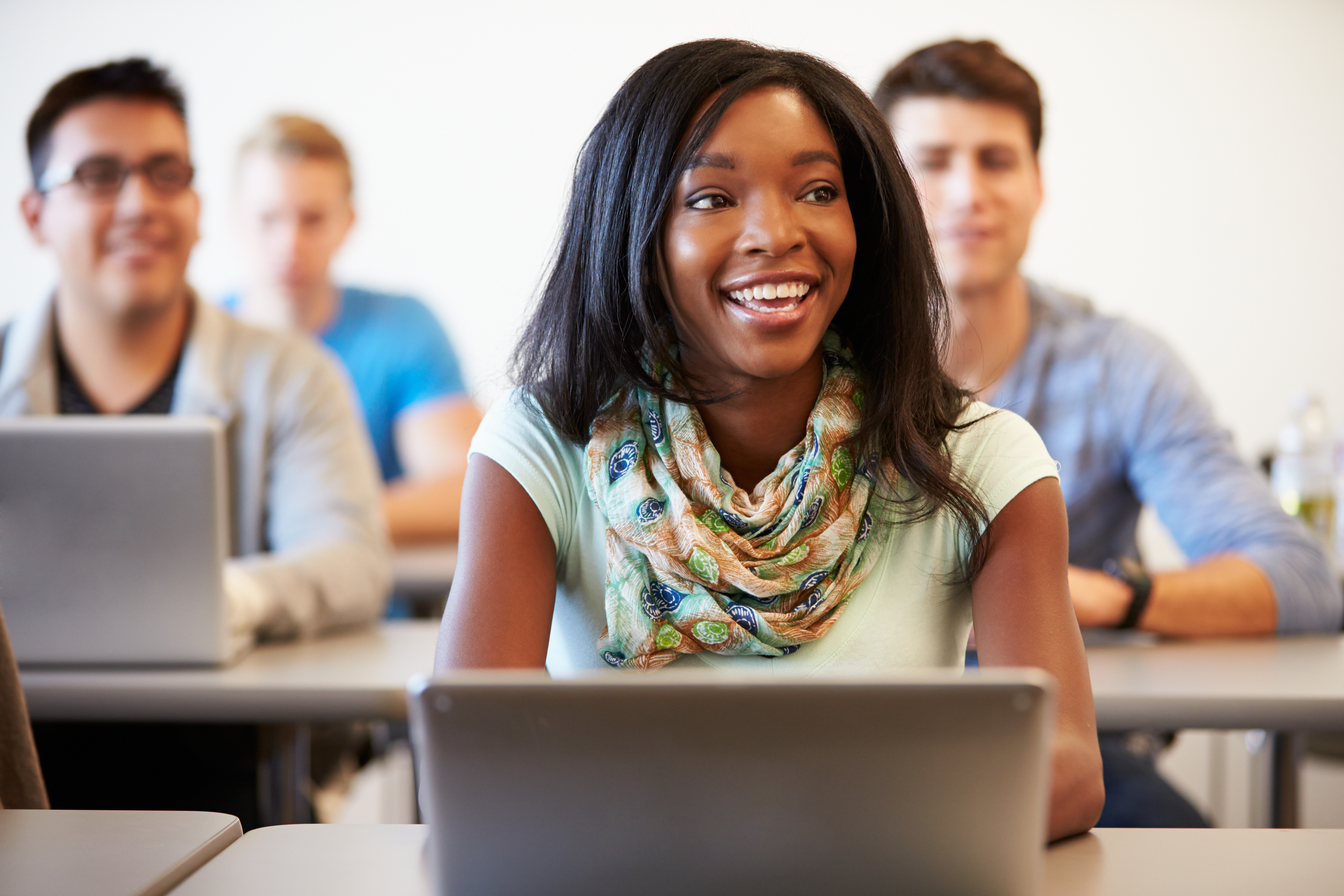 Young women with computer