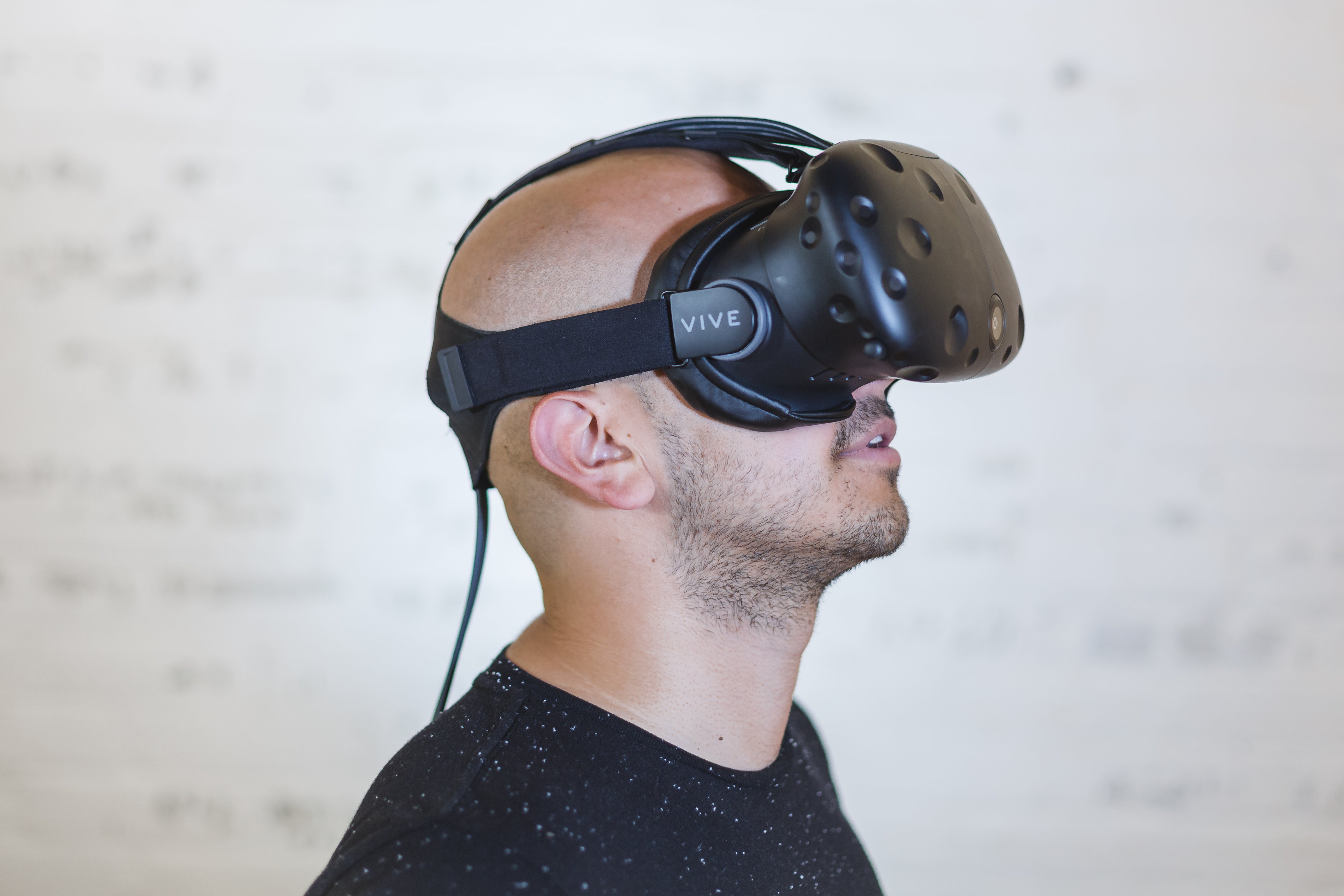 Man with Virtual Reality glasses.