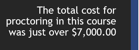 Text image says: The total cost for proctoring in this course was just over $7,000.00