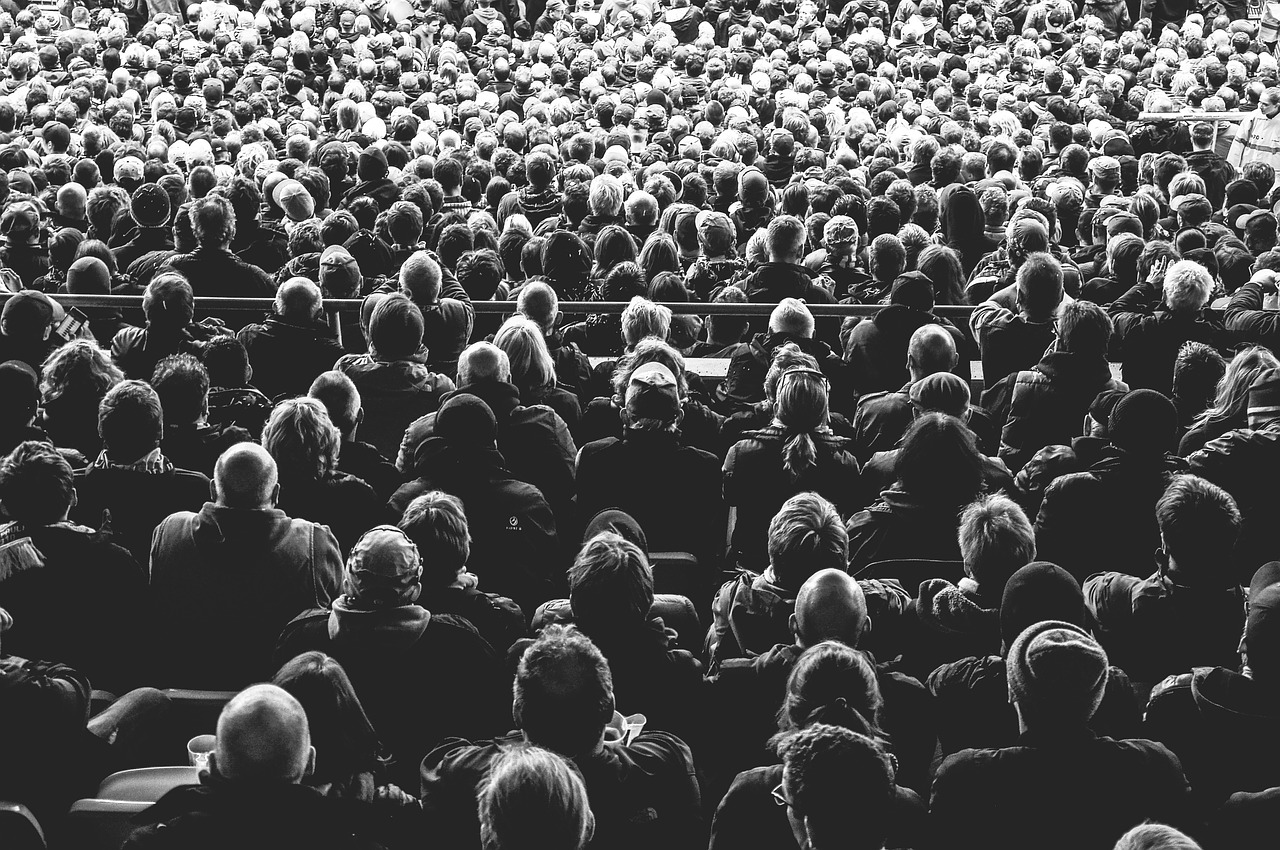 Crowd full of people facing away from the camera