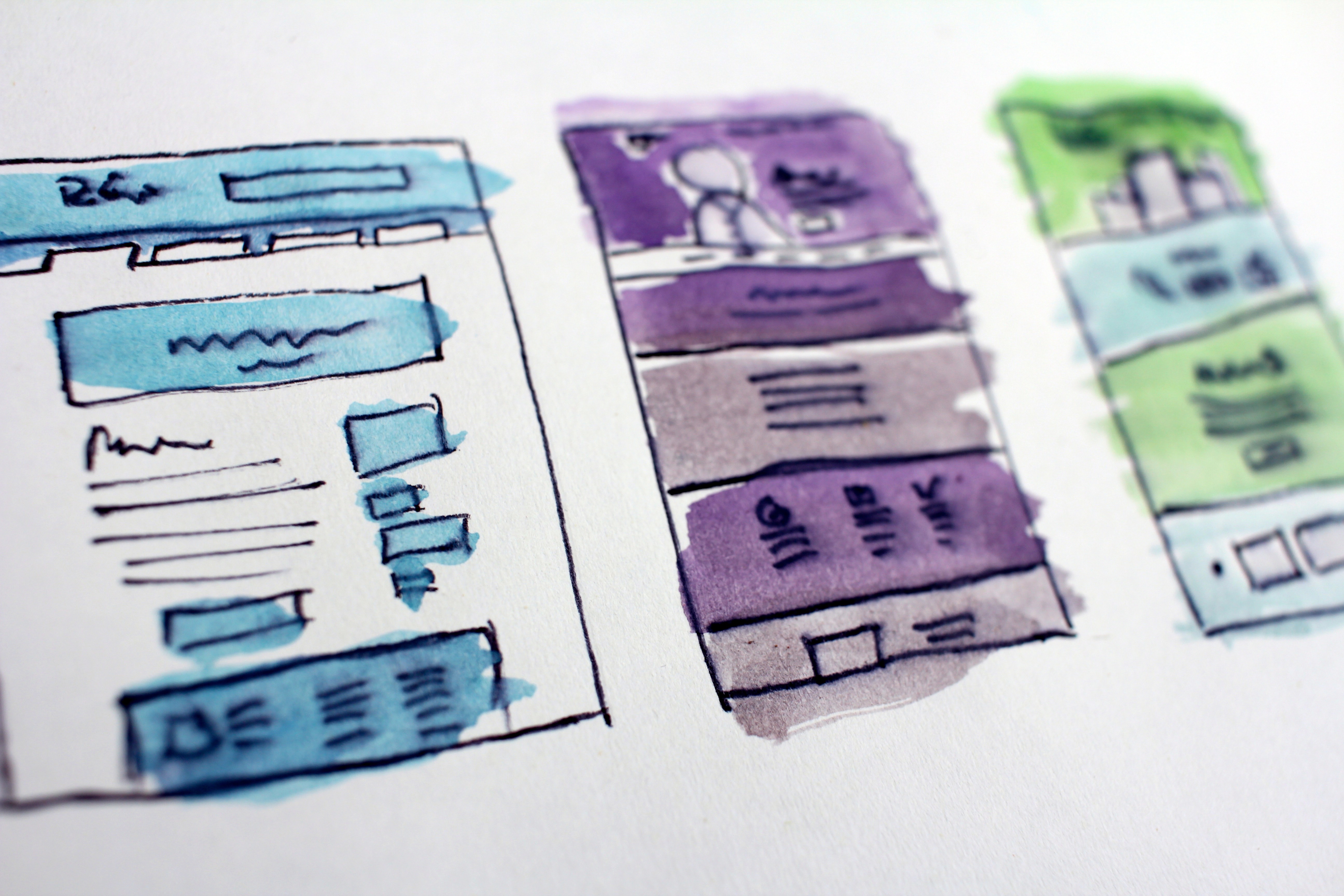 hand drawn website mockup images