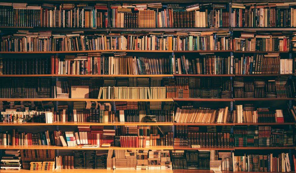 many books in a large book case