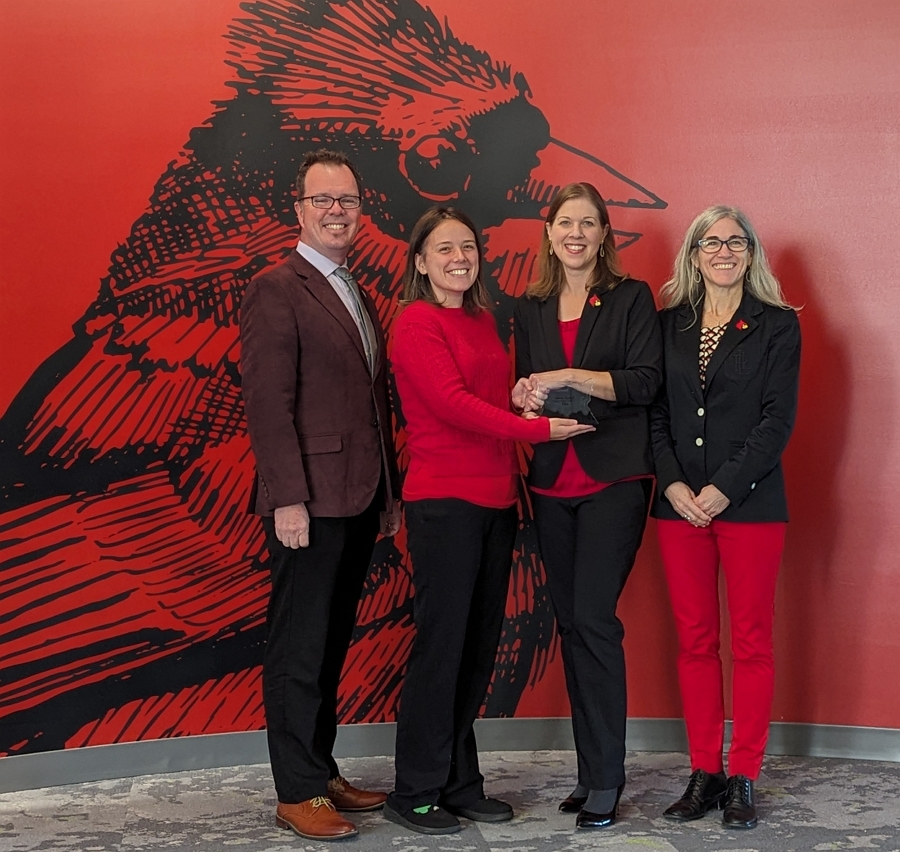 Photo of UofL team 
Kelvin Thompson, Vice Provost for Online Strategy & Teaching Innovation; Kathryn Kerensky (State Authorization Network); Jennifer Hurwitz, Distance Education Compliance Manager; Kristen Brown, Associate Director Online Learning.