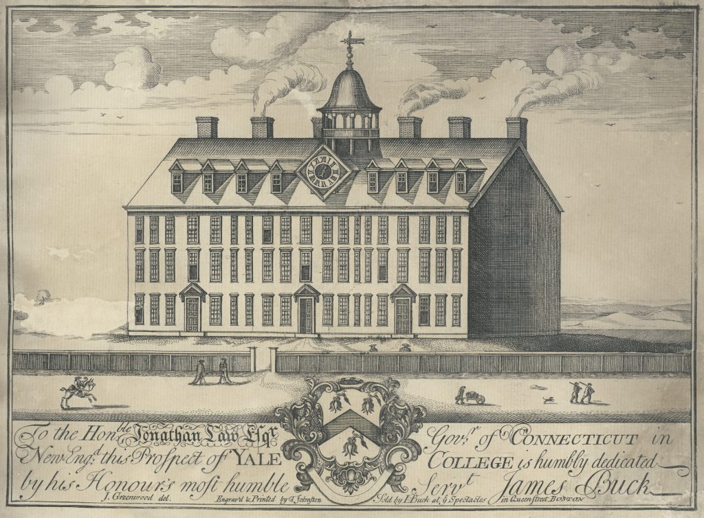 engraving of yale in 1708