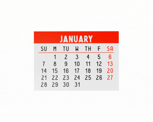 GIF of an annual calendar slowly flipping through pages to indicate that the timeframe for this is fairly quick.